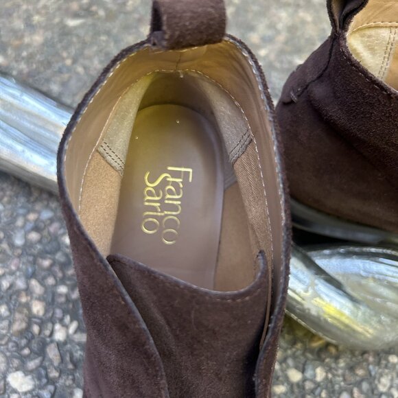 Franco Sarto Isolde Dark Brown Suede Leather Chukka Ankle Booties Size 9 - Picture 8 of 11
